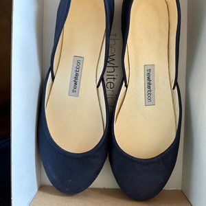 Satin Navy Blue Ballet Flats